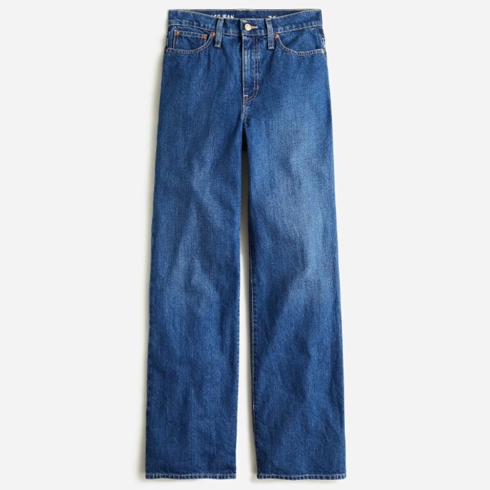 NWT Women J.Crew Petite High-Rise '90s Wide-Leg Jean in Antique Blue Wash Sz P32